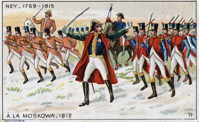 Arme Napoleona i generała Michela Neya (1769-1815) (Marechal Ney) gotowi do zwycięstwa w bitwie pod Moskwą (również bitwa pod Borodino) w Rosji autorstwa French School