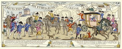 Aresztowanie Ludwika XVI we Francji i jego rodziny, Varennesa, 22 czerwca 1791 r. autorstwa French School