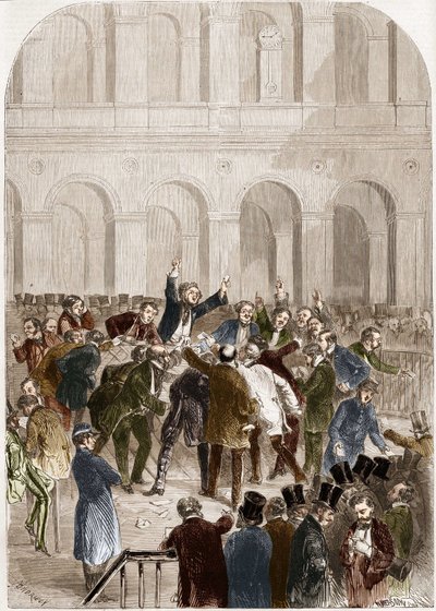 Koszyk Giełdy Papierów Wartościowych w Paryżu w 1857 r. autorstwa French School