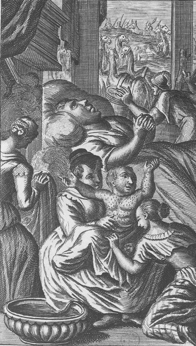 Narodziny Pantagruela, ilustracja z „Gargantua i Pantagruel”, autorstwa François Rabelais (rycina) autorstwa French School