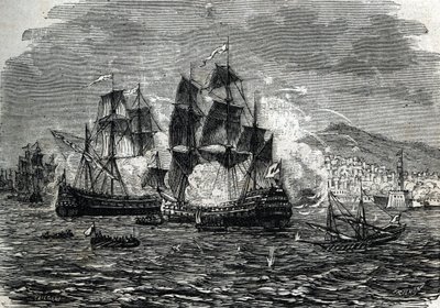 Bombardowanie Algieru w sierpniu 1682 r. przez Abrahama Duquesne - (rycina) 1864 autorstwa French School