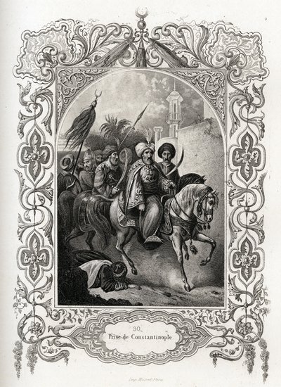 Zdobycie Konstantynopola w 1453 r. przez wojska osmańskie. Rycina ilustrująca Histoire des popes autorstwa Maurice