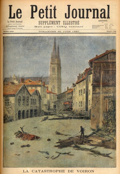 Katastrofa (powódź) wsi Voiron (Isère) Francja w „Le Petit Journal”, 20 czerwca 1897 (rycina) autorstwa French School