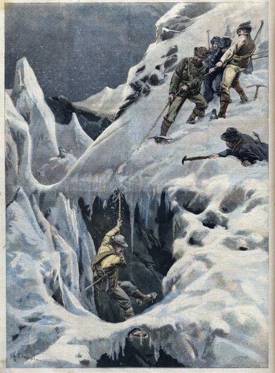Katastrofa Mont Blanc (Mont Blanc): śmierć podróżników i ich przewodników podczas wyprawy, w „Le Petit Parisien” autorstwa French School
