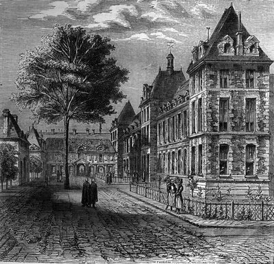 Dwór szpitala św. Ludwika w Paryżu pod koniec XVI wieku. autorstwa French School