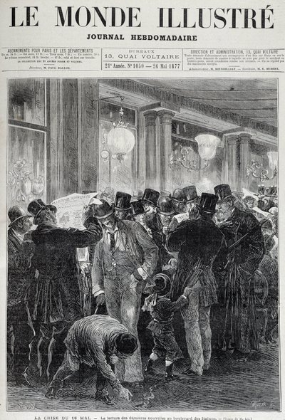 Kryzys 16 maja: czytanie gazet – w „Le monde illustrious” z maja 1877 r. autorstwa French School