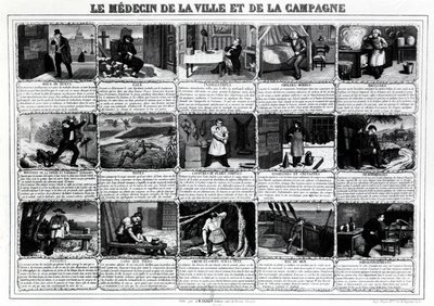 Lekarz miasta i wsi oraz ich różni pacjenci, opublikowane przez J.B. Gadolachez Cours de Brosses w Lyonie, koniec XIX. ¿ autorstwa French School