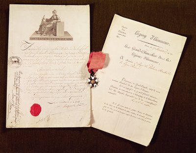 Dokumenty i medal z nominacji Francois Becherela na rycerza Legii Honorowej 17 lipca 1802 r. (media mieszane) autorstwa French School