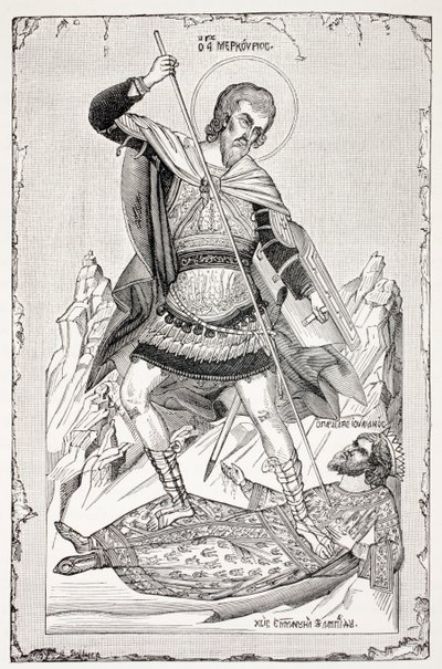 Sen św. Bazylego Wielkiego z „Życia wojskowego i religijnego w średniowieczu” Paula Lacroix, opublikowanego w Londynie ok. 1880 r. autorstwa French School