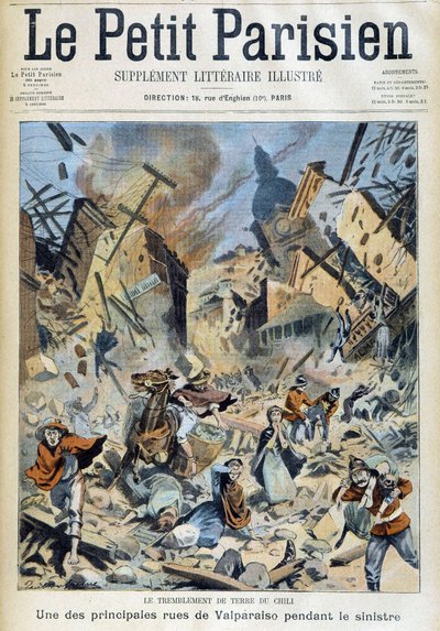 Trzęsienie ziemi w Chile: Valparaiso podczas katastrofy - w „Małym Paryżu” z 09.09.1908 autorstwa French School