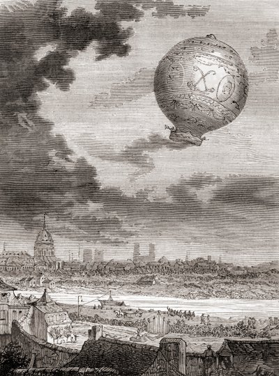 Pierwszy lot balonem bez uwięzi, przez Jean-François Pilâtre de Rozier i markiza d