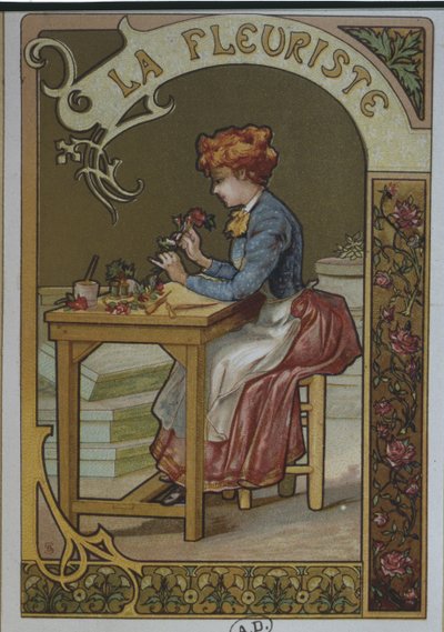 Dziewczyna z kwiatami, ok.1900 autorstwa French School