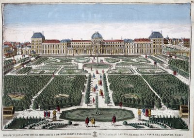Ogrody i pałac Tuileries - grawer autorstwa French School