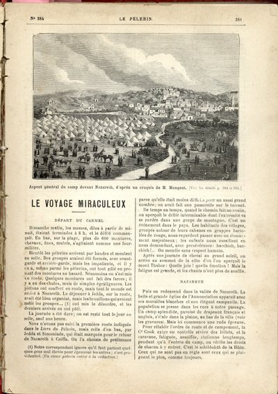 Ogólny wygląd obozu przed Nazaretem na podstawie szkicu M. Mougeot., Le Pèlerin autorstwa French School