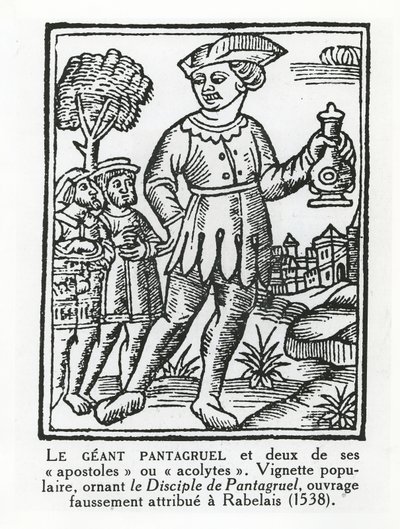 Olbrzym Pantagruel i dwóch jego apostołów z „Uczniostwa Pantagruela” autorstwa French School