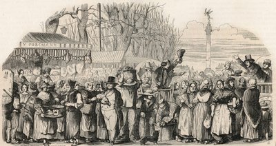 Targi szynki na Boulevard Bourdon w Paryżu - Grawerowanie w „Tableau-de-Paris” autorstwa Edmonda Texiera 1852 autorstwa French School