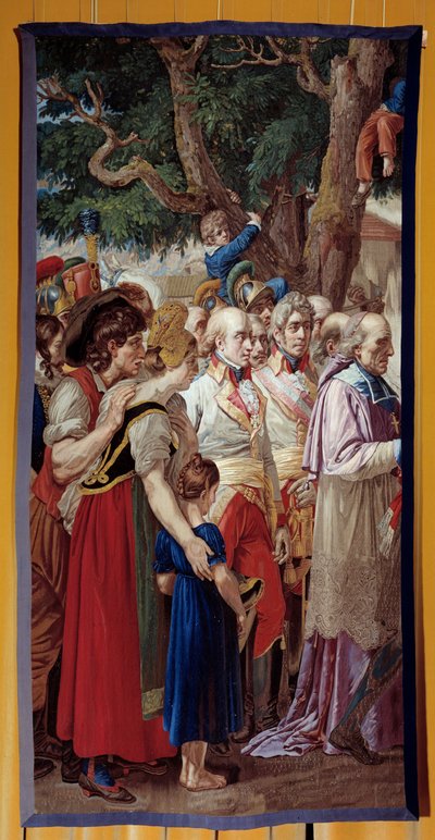 Przekazanie kluczy wiedeńskich Napoleonowi I (1769-1821) Cesarz powrócił do austriackiej stolicy dezertera przez Franciszka II Habsburga w dniu 14.11.1805. Gobelin wykonany przez pracownię Gobelins. 1815. niedz. 3,35x1,72 m Malmaison, musee du chateau autorstwa French School