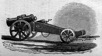 Haubica armii austriackiej używana podczas bitwy na moście Buffalora (Włochy) podczas Risorgimento w 1859 r. Grawer „” Le Monde Illustré” nr 114 z 18 czerwca 1859 r. autorstwa French School
