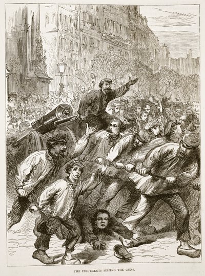 Powstańcy zdobywają armaty, marzec 1871, ilustracja z Historii wojny Cassells między Francją a Niemcami, 1870-1871 autorstwa French School