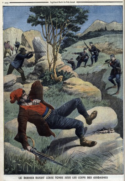 Ostatni korsykański bandyta pada pod ciosami żandarmów: „Le Petit Journal” z 5 grudnia 1909 r. (rycina) autorstwa French School