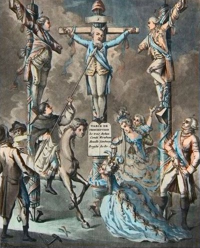 Nowa kalwaria, Ludwik XVI postawił na krzyżu bunty - 2. i 3. Monsieur (Ludwik Stanisław Ksawery, hrabia Prowansji (1755-1824), Ludwik XVIII) i hrabia Artois (Charles Philippe (1757-1836) Karol X), bracia króla, opierając się dekretami autorstwa French School
