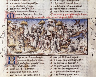 Szlachta polująca pod wpływem Jowisza z „Le Roman de la Rose” autorstwa French School