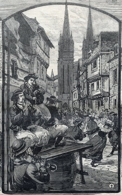 Gracze biniou w Quimper (Finistere, Bretania). w „Małym paryżanku”” autorstwa French School