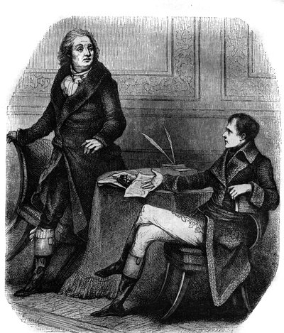 Poeta i dramaturg Jean Francois (Jean-Francois) Ducis (1733-1816) z Bonapartem (Napoleon 1. autorstwa French School