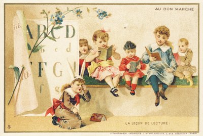 Lekcja czytania, Paryż, ok. 1900 r. (chromolitografia) autorstwa French School