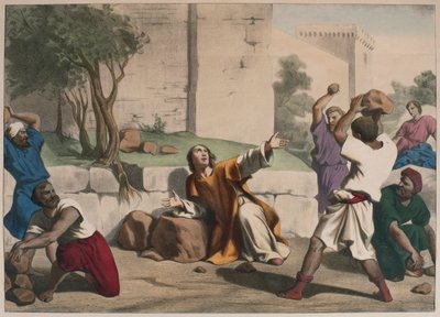 Ukamienowanie św. Szczepana, ilustracja z katechizmu LHistoire Sainte, wyd. Charles Delagrave, Paryż, koniec XIX w. autorstwa French School