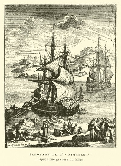 Na mieliźnie Laimable, Matagorda Bay, Teksas, 1685 autorstwa French School