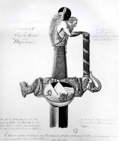Miecz będący własnością Franciszka I Francji, Karola V, cesarza rzymskiego i Napoleona Bonaparte z motywem kampanii Napoleona w Egipcie autorstwa French School