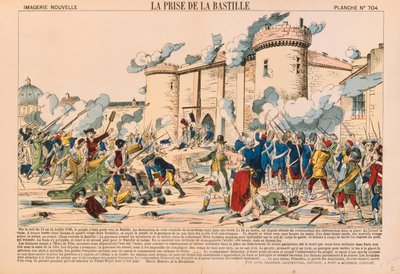 Zdobycie Bastylii podczas Rewolucji Francuskiej 14 lipca 1789, opublikowane przez Haguenthal, Pont-a-Mousson, 1840 autorstwa French School