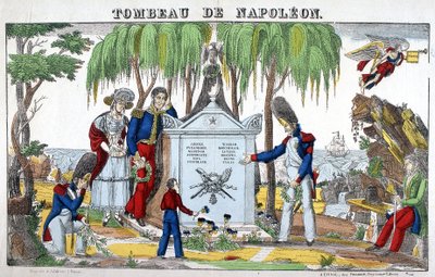 Grób Napoleona Bonaparte na wyspie św. Heleny. Obraz Epinal autorstwa French School