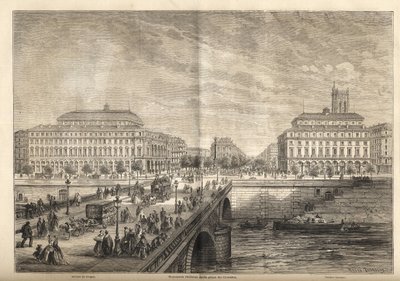 Dwa nowe teatry Place du Chatelet w Paryżu w 1862 r. – Grawerowanie z „Le monde illustrious”” 1862 autorstwa French School