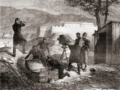 Wykorzystanie fotografii przez armię francuską w XIX wieku z Les Merveilles de la Science, wydanej ok. 1870 r. autorstwa French School