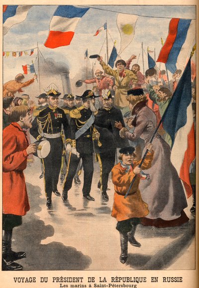 Wizyta Prezydenta Francji Loubeta w Rosji - Podróż Prezydenta Republiki Emile Loubeta do Rosji. Marynarze w Petersburgu. Dziennik Le Petit, 8 czerwca autorstwa French School