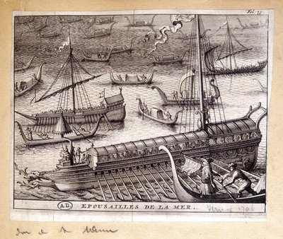 Żony doży Wenecji z morzem w 1706 r. - grawerowanie autorstwa French School