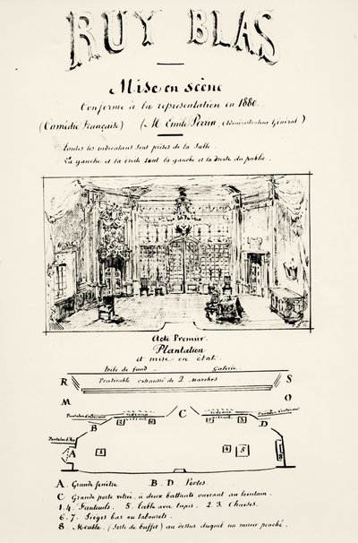 Program teatralny do I aktu Ruy Blas (1838) Victora Hugo (1802-85), 1880 autorstwa French School