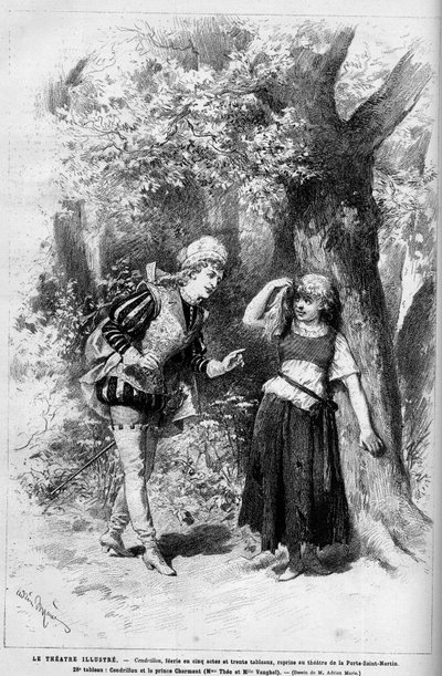 Przedstawienie teatralne: Cinderella and the Prince Charming w wykonaniu Mme Theo i Melle Vanghel do spektaklu „Cendrillon” Clairville (Louis Francois Nicolaie autorstwa French School