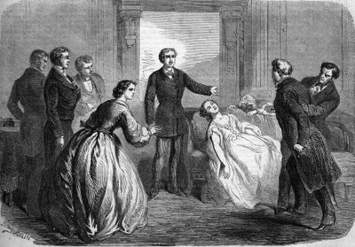 Przedstawienie teatralne „La Maratre” (V akt, ostatnia scena) Honore de Balzac (1799-1850). Paryż, Theatre du Vaudeville autorstwa French School