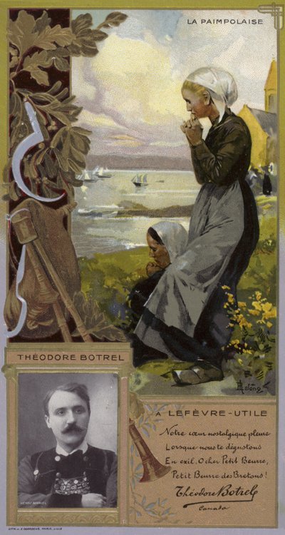 Theodore Botrel, francuski piosenkarz i autor tekstów (chromolitho) autorstwa French School