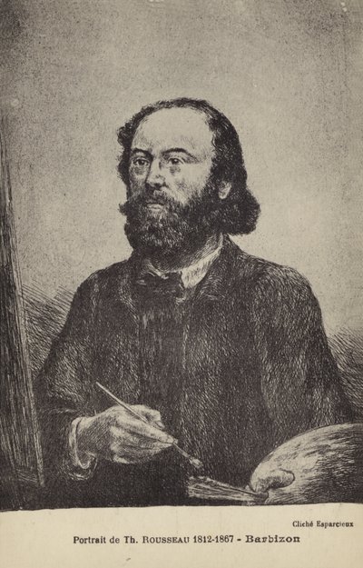 Theodore Rousseau, francuski malarz (litografia) autorstwa French School