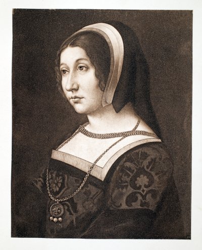 Uważana za Małgorzatę Tudor, córkę Henryka VII, królowej Szkocji, ok. 1520 w., wyd. 1902 autorstwa French School