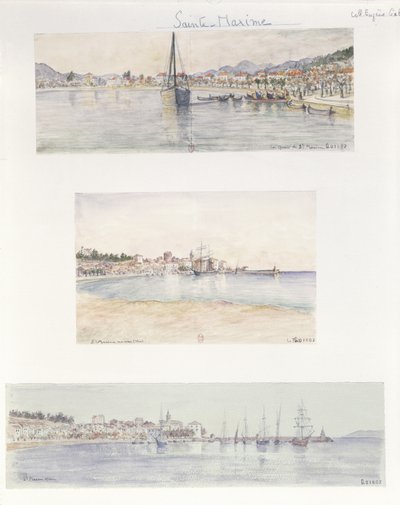 Trzy widoki Sainte Maxime (akwarela na papierze) autorstwa French School