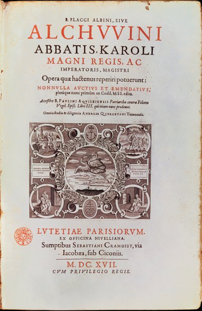 Strona tytułowa od opata Karola Wielkiego autorstwa Alcuina, opublikowana w 1617 r. autorstwa French School
