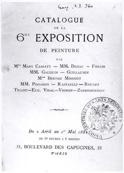Strona tytułowa katalogu VI Wystawy Impresjonistów, 1881 autorstwa French School