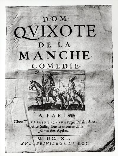 Strona tytułowa z Dom Kichota z La Manche Komedii Guerina de Bouscala, 1640 autorstwa French School