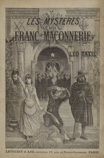 Ilustracja na stronie tytułowej „Tajemnice masonerii ujawnione” (rycina) autorstwa French School