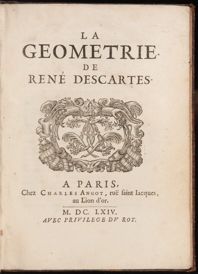 Strona tytułowa „Geometrii” René Descartes autorstwa French School